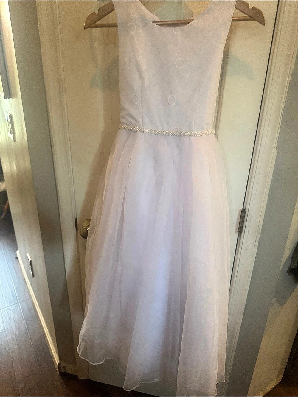 Joy Kids Girls Size size 12 White Formal Dress for flower girl or communion dres